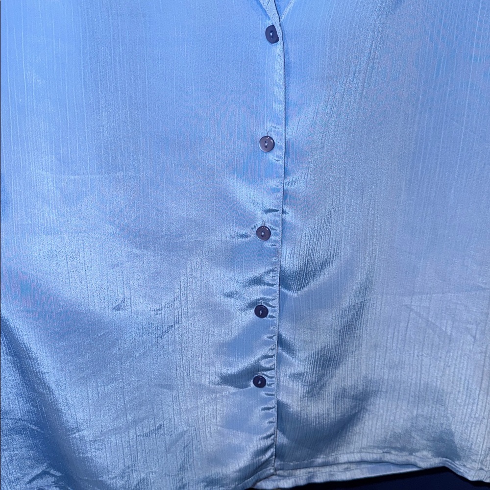 DonnKenny- Sky Blue Button-Up Blouse Size Large - Picture 12 of 14